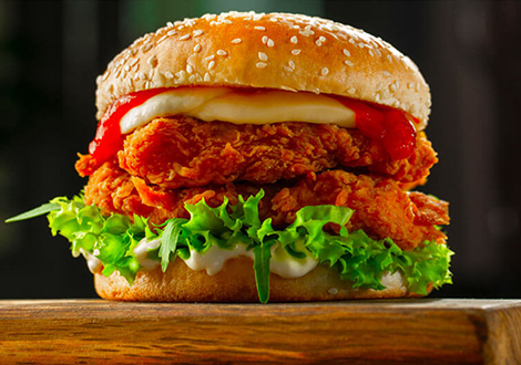 Spicy Chicken Zinger Burger flames Original Sauchiehall